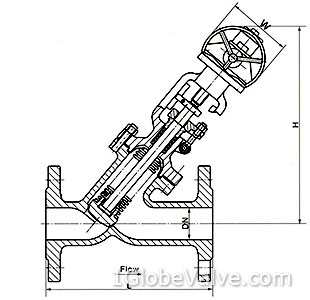 Sizes and Weights of PN 16 (1.6 MPa) DIN Y Pattern Bellows Seal Globe Valve with Worm Gear