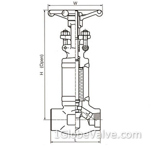 Sizes and Weights of 800 Lb, Threaded, Socket Welded Ends, WB, All Weled Bellows Seal Globe Valve