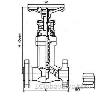 Sizes and Weights of 150, 300, 600 Lb, Flange Welded Ends, BB, Forged Bellows Seal Globe Valve