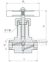 QJ-7 pneumatic external thread pipeline globe valve constructral diagram